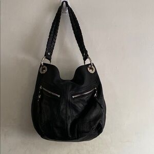 B Malcowsky black leather hobo bag